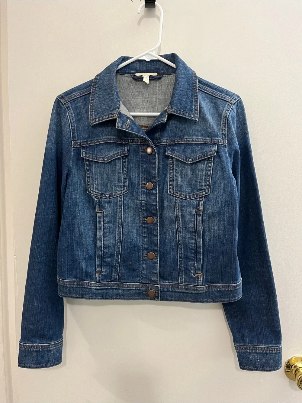 Eileen Fisher Blue Denim Jacket cropped minimalist - Picture 1 of 3